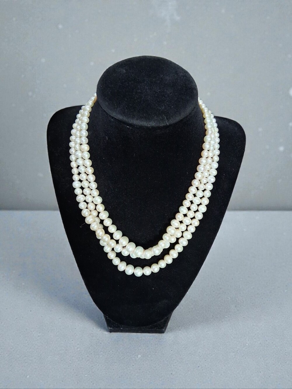 La Regis Jewelry 3-Strand White Cultured Pearl Necklace 925 Sterling Silver